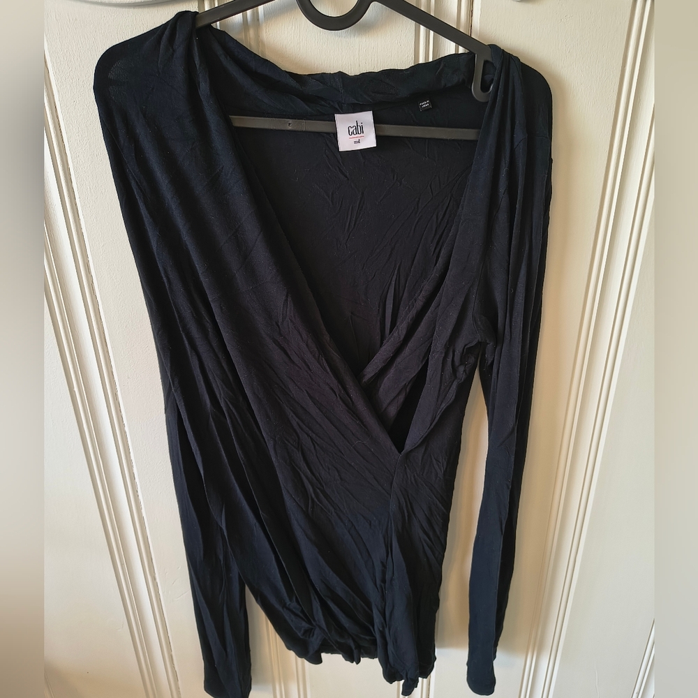 cabi Black Crossover Long Sleeve Top